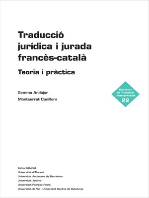 cover image of Traducció jurídica i jurada francès-català
